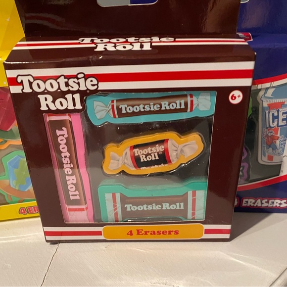 Kids erasers set of 4 packs icee ring pop tootsie roll all new in boxes - Picture 2 of 5